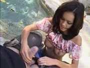 Tiny Teen Sucks Eager Shaft At Poolside