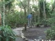 Latin papi started wanking his dick in the woods