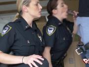 Seductive breasty cops gobble up a huge black prick