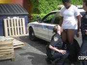 Slutty female cop with big tits is getting fucked in doggystyle!