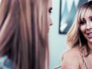 Blonde teen is fingered by stepmoms boss