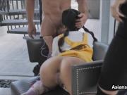Couple punishes neighbor Asian teen in threesome