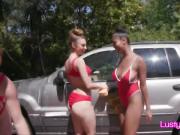 Soapy car wash turns to foursome cock sharing