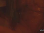 Busty oily MILF slides on big black cock