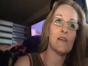 Fisting mature woman in the back seat