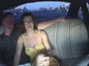 Drunk couple going wild in the taxi cab - snake