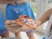 Jap girl like eat pizza with cum