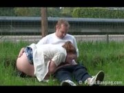 Public - public sex couple right by a highway