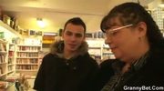 Fat mature bookworm is seduced and fucked by young guy
