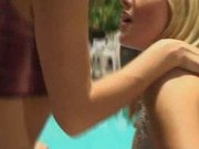 Hot Lesbian Sex Next To Pool