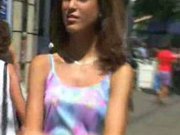 Skinny Chick Strips In Public