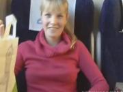 Busty blonde at the train