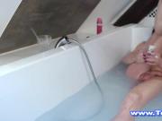 Busty Shecock Shaving at the Bathtub