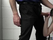 A security guard strips then fucks brunette teen shoplifter