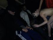 Petite Pale Party Chick GangFucked in Porno Theater
