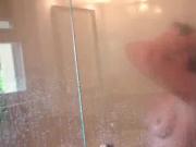 Wet college cutie sucks dick after shower