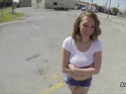 Banging huge titty broke teen at the parking lot