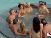 Jp and wife take a dip in the hot tub to meet and greet with others