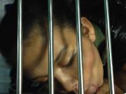 Caged MILF amateur Thai slut POV blowjob through the bars