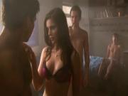 Tattooed Janet Montgomery Clad In Undies Surrounded With Three Guys