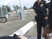 Peeping tom bangs perverted milf cops in doggystyle on rooftop