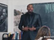 Busty coed on teachers big black dick