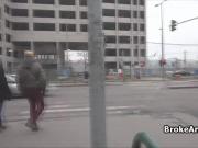 Drilling broke euro chick for money