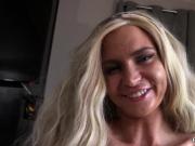 Nasty blonde teen fucks stepdad for money
