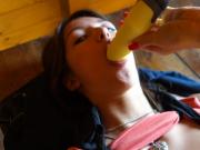 Desirable chick loves her yellow sex toy