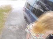 Perky teen with golden hair fucks for cash