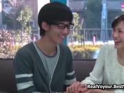 Young Japanese Couple Sex In Tv Show Glass Walls 26