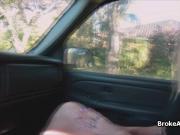 Kinky blonde blows married man on front seat