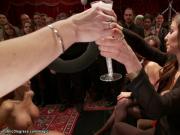 Two MILF slaves fucked at public party