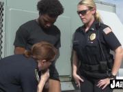 Black dude tries to scape from to two horny cops that want to fuck him hard outdoors at a park.