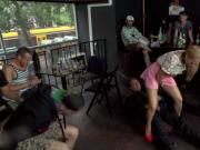 Huge tits blonde anal banged in bar
