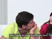 Blonde female agent helps couple fuck