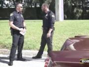 Thug is pulled over and taken to a private stairway for a hard banging by gay cops