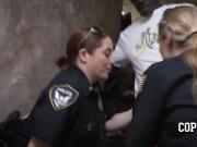 Interracial hardcore sex on the staircase with two busty and horny MILFs.