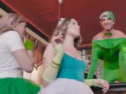 At the party, slutty teens slobber Quinton's love stick making sure to get it wet and hard