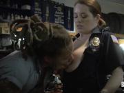 Libidinous whore busty cop pulls her big tits out of her uniform to put this BBC hard enough.