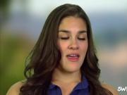 Beautiful girl gets satisfied by friends