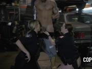 Slutty white female cops are craving for this criminal's huge black dick!