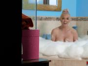 Stepmom Brook Page taking stepsons cock during her bubble bath