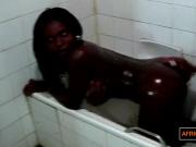 Amateur African Lesbian Couple Fingering and Licking each other in a Bath