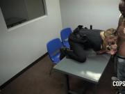 Big black stud is banging a MILF's pussy during a hardcore interrogation.