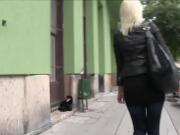 Hungarian blonde amateur fucks in public