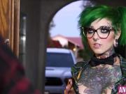 Punk girl with glasses Sydnee rides hard prick like a pro