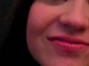 Busty teen flashing shaved cunt in close-up