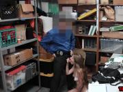 Skinny teen shoplifter caught in the act and fucked
