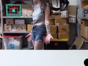 Brunette shoplifter with natural tits gets punish fuck